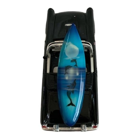 1955 Ford Thunderbird Black Die-Cast Model Car Dolphins Surfboard Rare - Picture 4 of 4